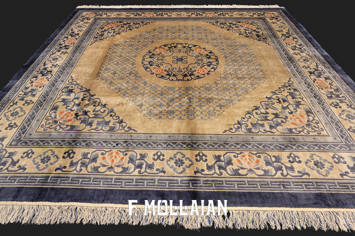Antique Silk Chinese Rug Beige/Cream n°:445705